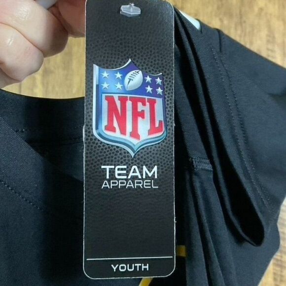 NWT NFL Team Apparel Steelers Black T-Shirt Youth Size Large Polyester - Picture 4 of 6